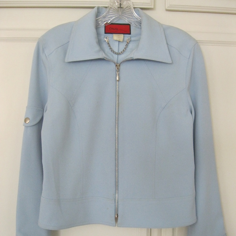 Chula zip up polyester jacket, powder blue, Sz S